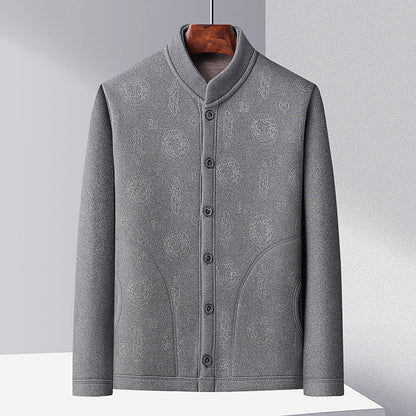 Herren Strickjacke Modern mit Knöpfen und Hochkragen