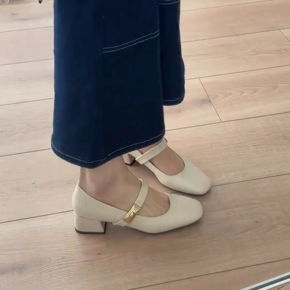 Damen Slingback Pumps mit Riemen und Blockabsatz Komfort Schuhe
