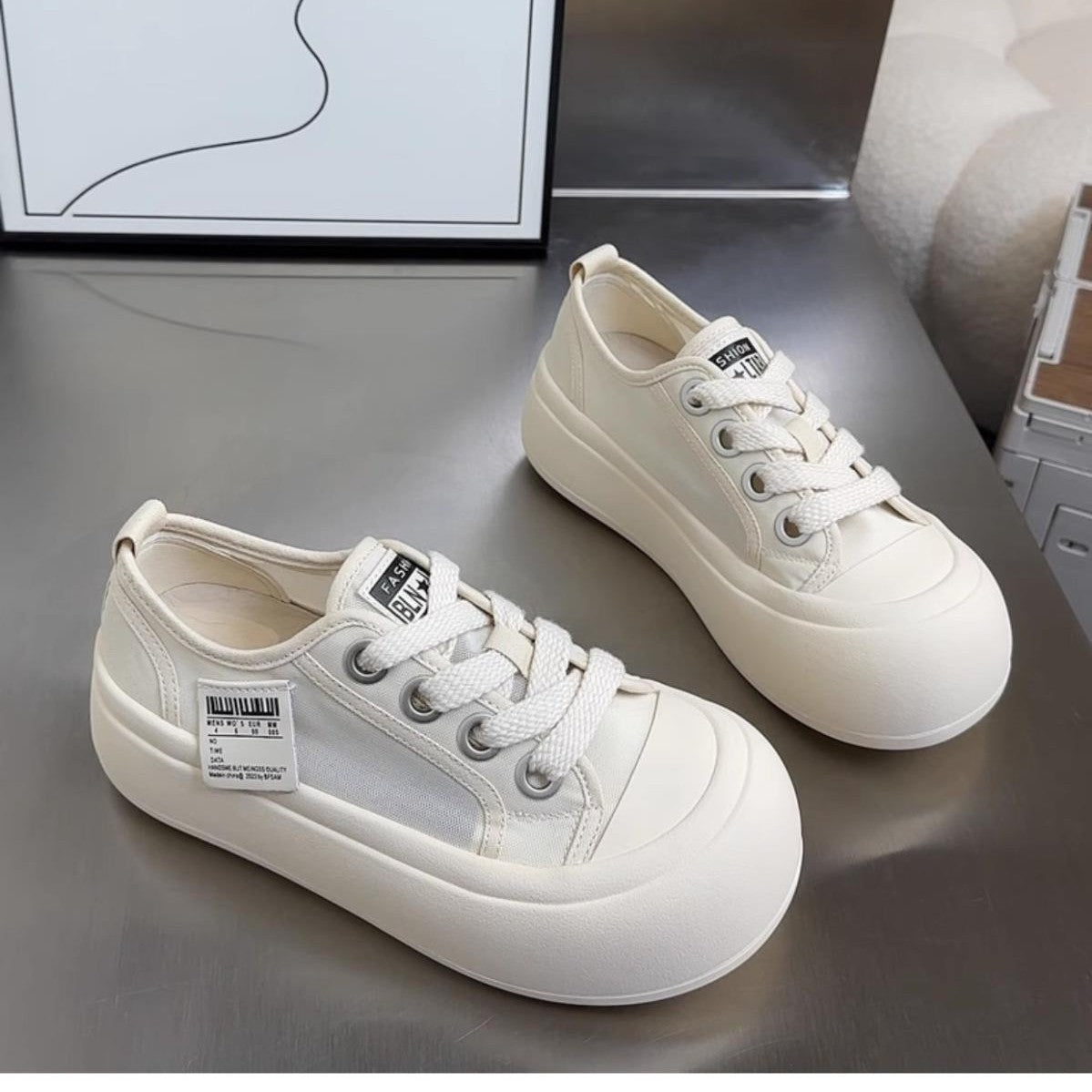 Damen Sneaker Chunky Bequem Modisch Weite Passform
