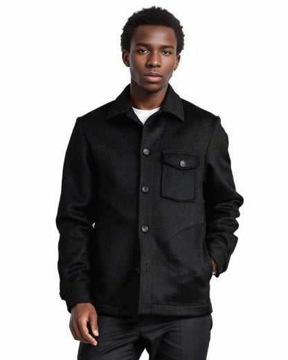 Herren Wolljacke Modern mit Brusttasche und Knöpfen