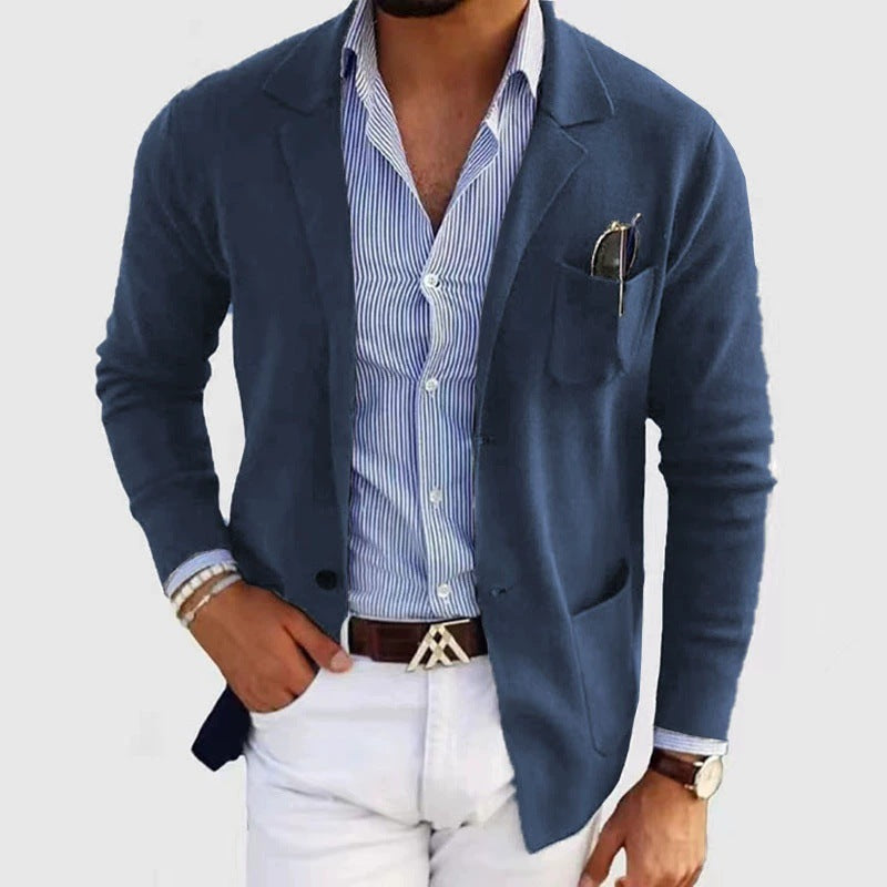 Herren Strickblazer Bequem Lässig Mit Taschen