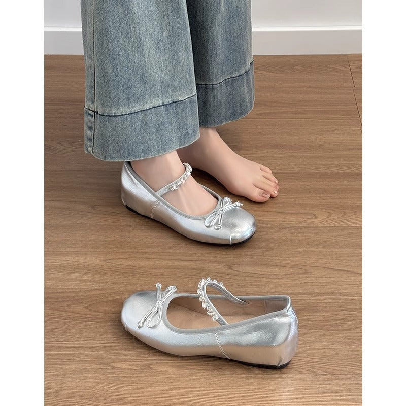 Damen Ballerinas Elegant mit Riemendesign und Komfortfußbett