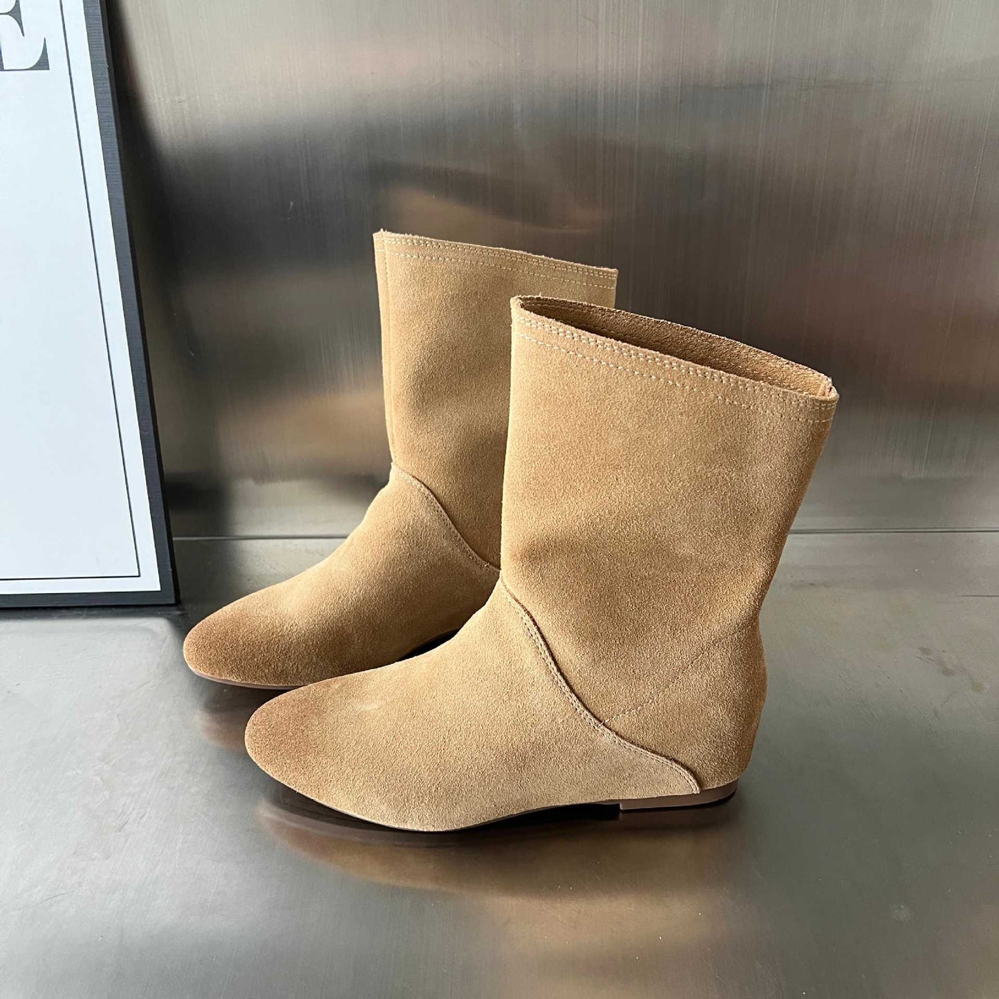 Damen Ankle Boots Veloursleder Stilvolle Schuhe Winter