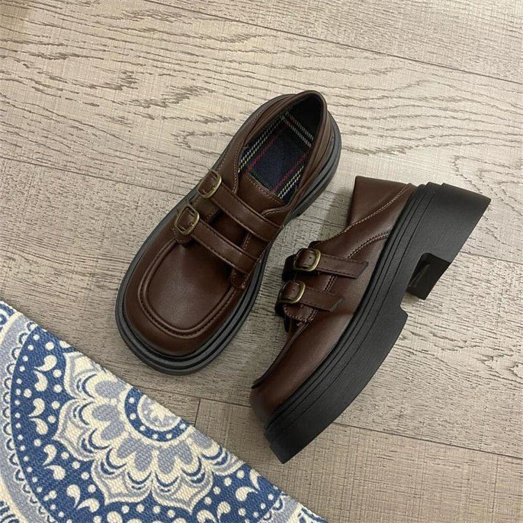 Damen Mokassins Bequem Doppelriemen Schuhe Casual