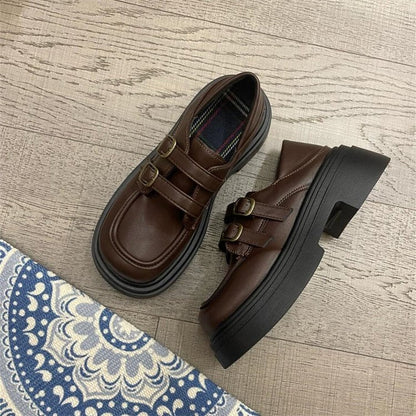 Damen Mokassins Bequem Doppelriemen Schuhe Casual
