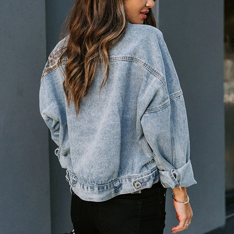 Damen Jeansjacke Tiermuster Trendy