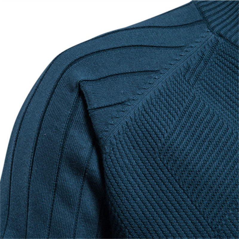 Herren Strickjacke Stehkragen Modern Schmal