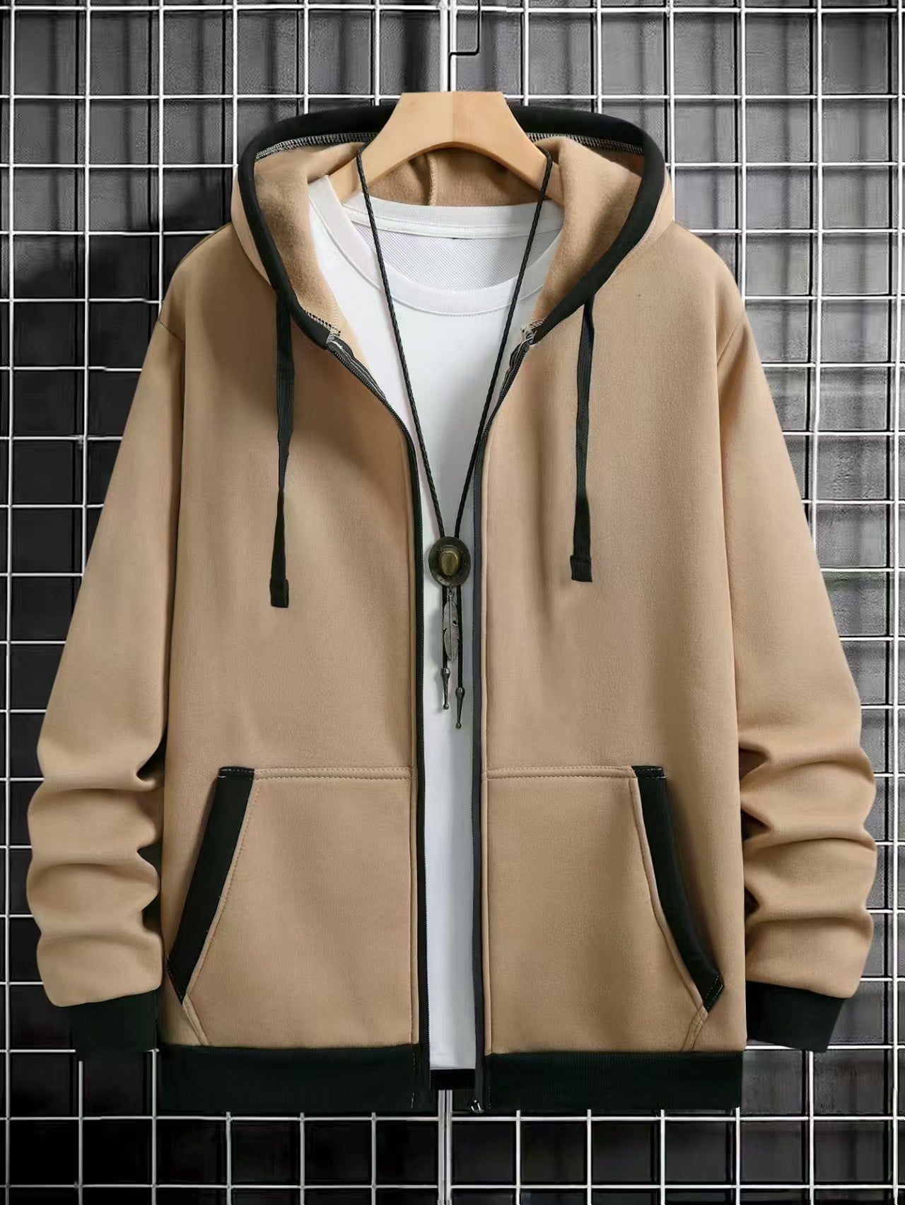 Herren Kapuzenpullover Reißverschluss mit Taschen Sportlich