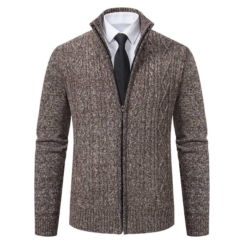 Herren Strickjacke Stehkragen Musterung Modern