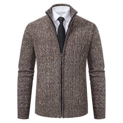Herren Strickjacke Stehkragen Musterung Modern