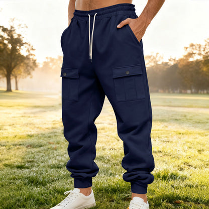 Herren Jogginghose Cargo Bequem Elastisch Funktionale Taschen