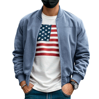 Herren Collegejacke Reißverschluss Warm Modern