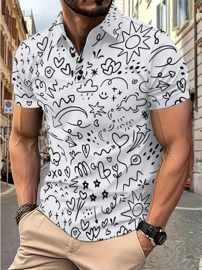 Herren Poloshirt Kurzarm mit coolen Grafikdrucken