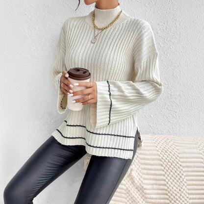 Damen Rollkragenpullover Gerippt Warm Winter