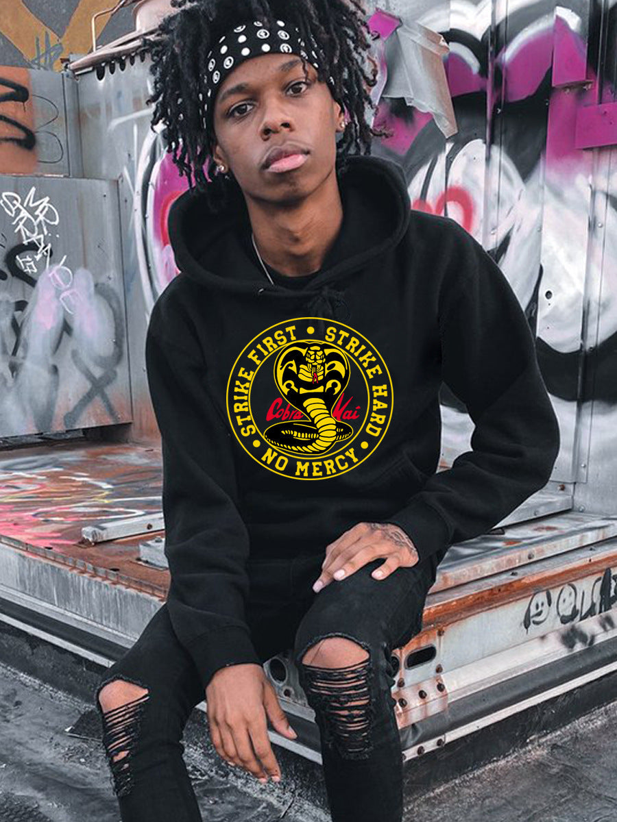 Herren Kapuzenpullover mit Cobra Motiv Trendig Schwarz - BerlinGlamour