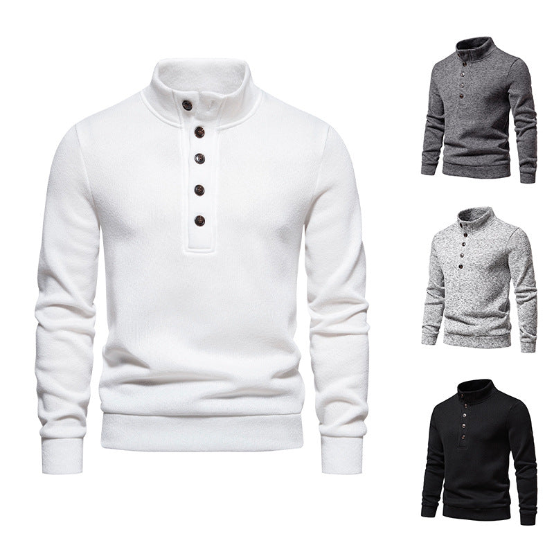 Herren Pullover Stehkragen Strukturiert Bequem Knöpfe Modern - BerlinGlamour