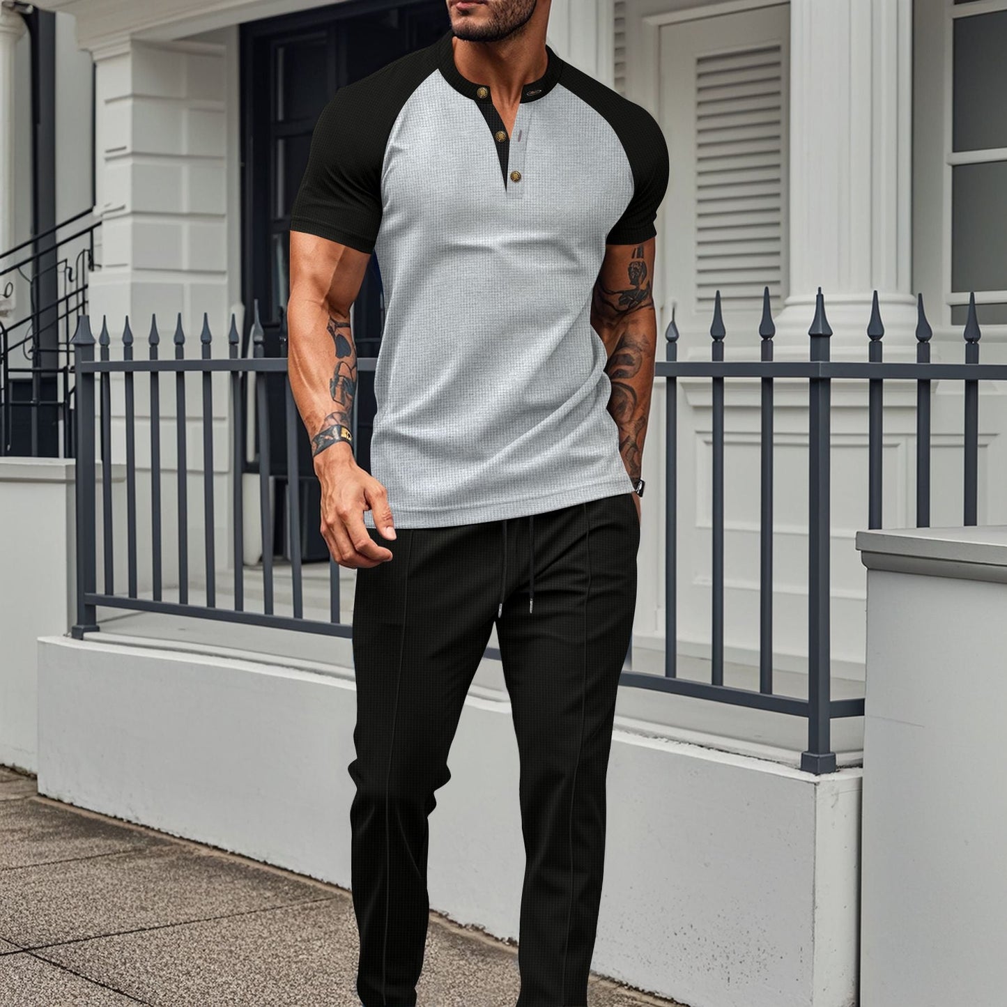 Herren Kurzarm-Hemd Modern Elastisch Slim Fit