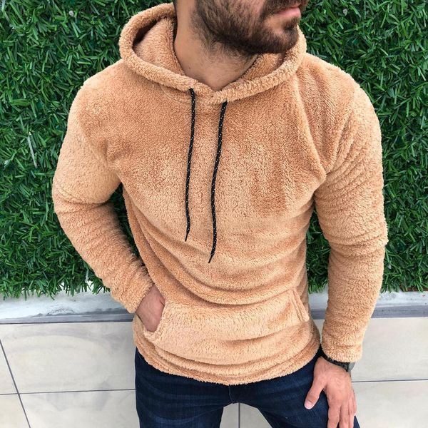 Herren Fleece-Pullover Kapuze Kängurutasche Warm