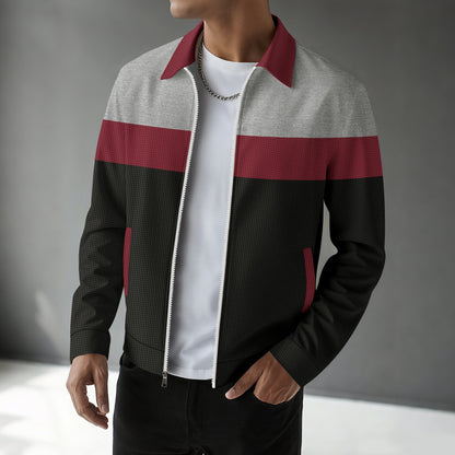 Herren Freizeitjacke Modern mit Kontraststreifen Reißverschluss - BerlinGlamour
