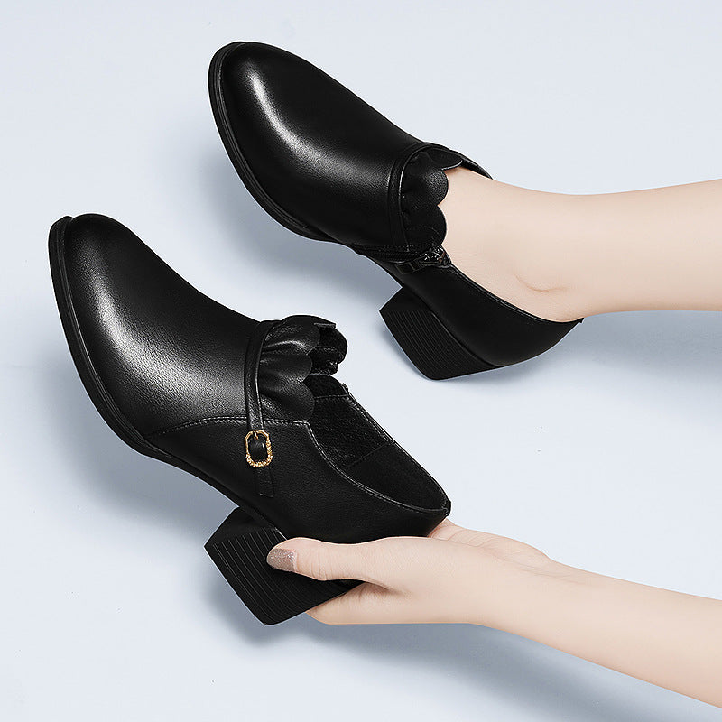 Damen Stiefeletten Elegante Absatz Schuhe Mit Zierschnalle - BerlinGlamour