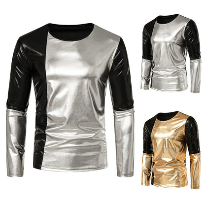 Herren Langarmshirt Metallic Modern mit Kontrasten Elegant