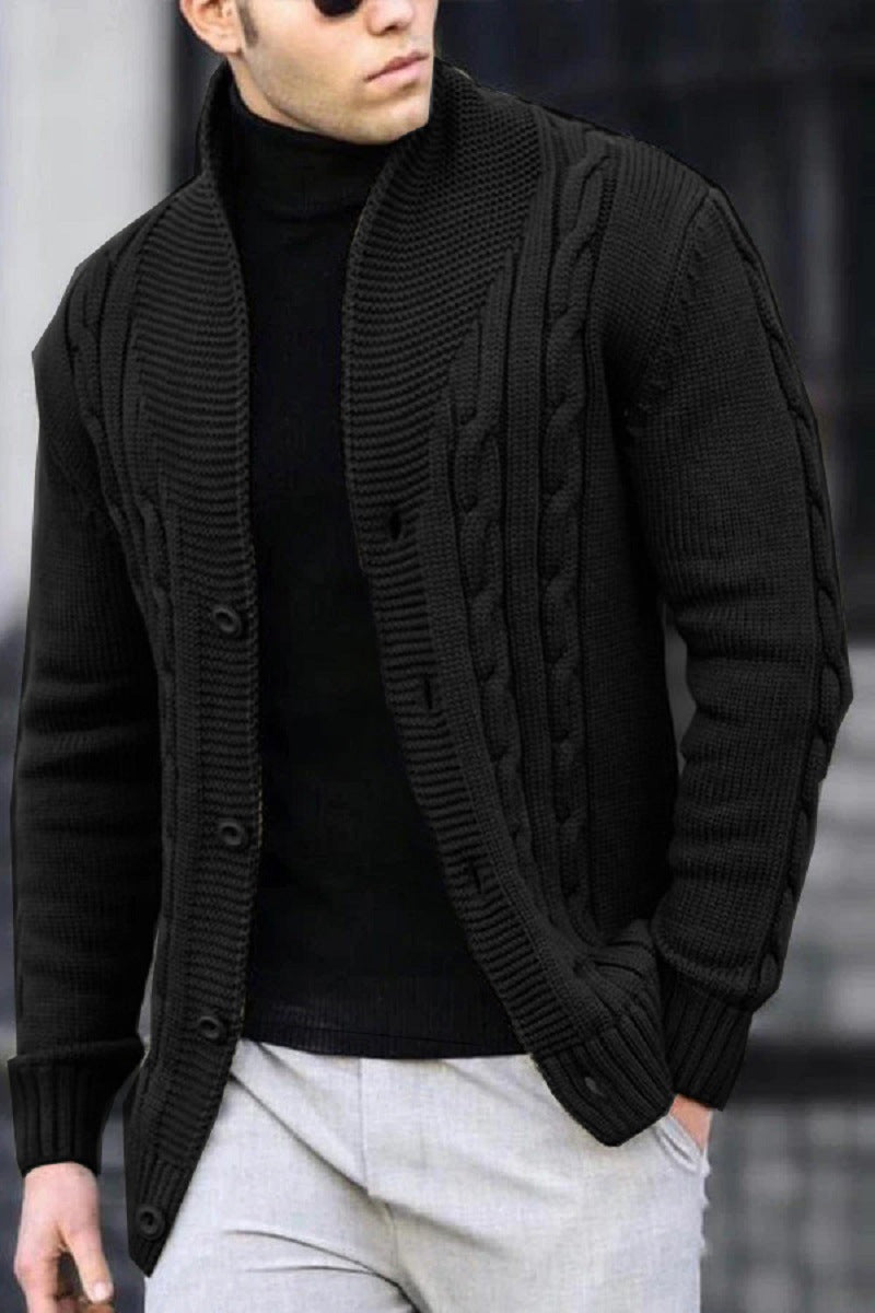 Herren Strickjacke Robust Zopfmuster Knopfverschluss Langlebig