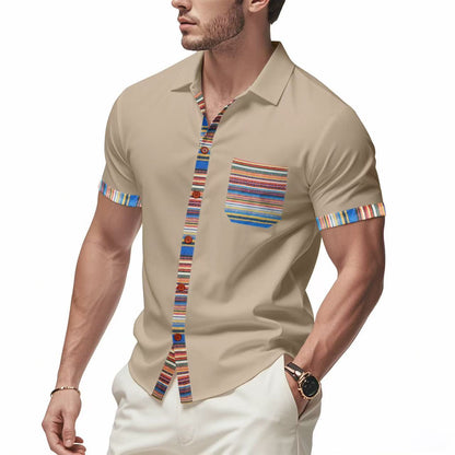 Herren Kurzarmhemd Bunt Modern Sommer - BerlinGlamour