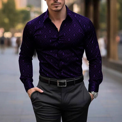 Herren Langarmhemd Maritim Anker Motiv Modern