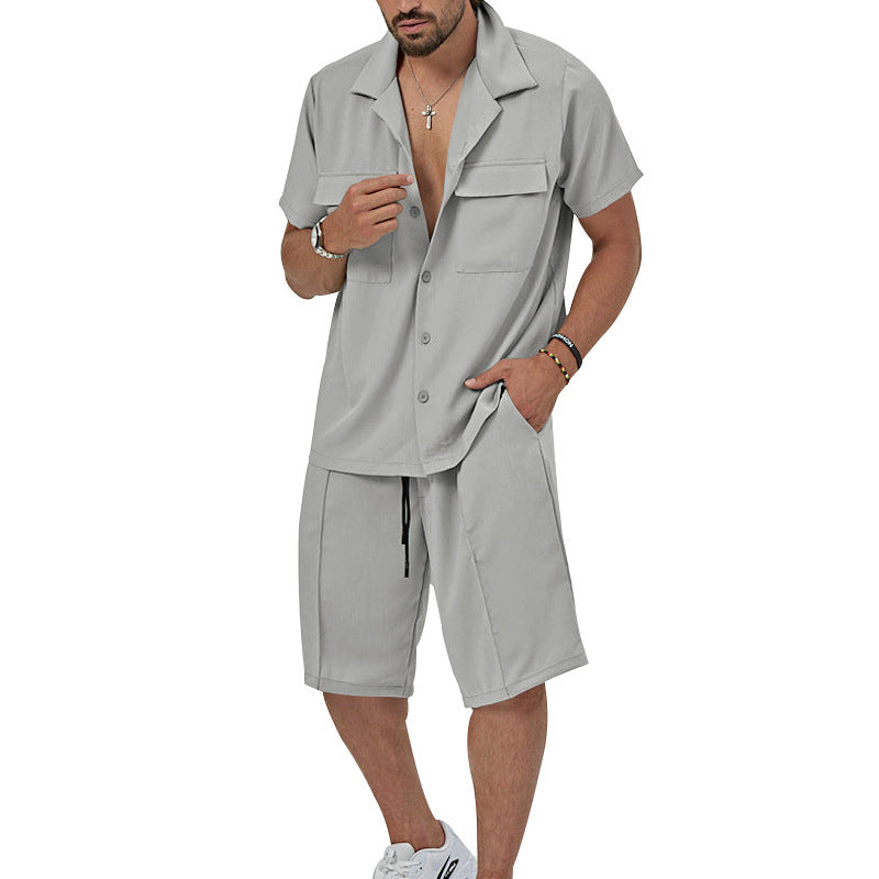 Herren Sommer Set Kurzarmhemd Bermuda Shorts Relaxed Fit