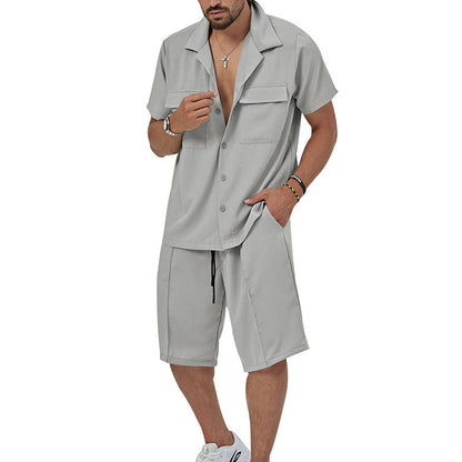 Herren Sommer Set Kurzarmhemd Bermuda Shorts Relaxed Fit