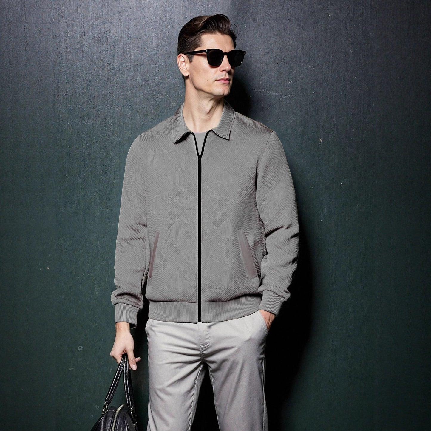 Herren Sportjacke Modern mit Strukturiertem Design