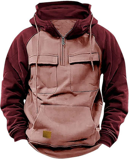Herren Hoodie Sportlich Kapuze Taschen Baumwolle