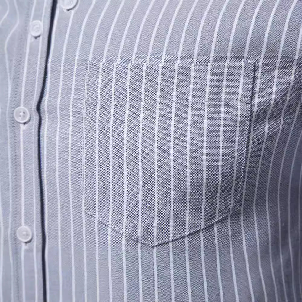 Herren Hemd Streifen Henley Stil Ärmel Rollbar Modern