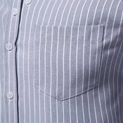 Herren Hemd Streifen Henley Stil Ärmel Rollbar Modern