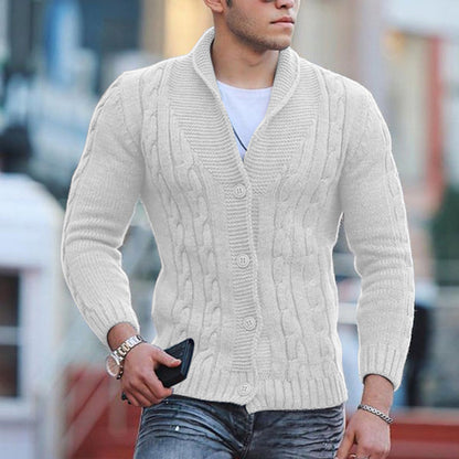 Herren Strickjacke Mit Zopfmuster Schalkragen Modern