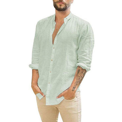 Herren Hemd Langarm Modern Stehkragen Strukturiert Elegant