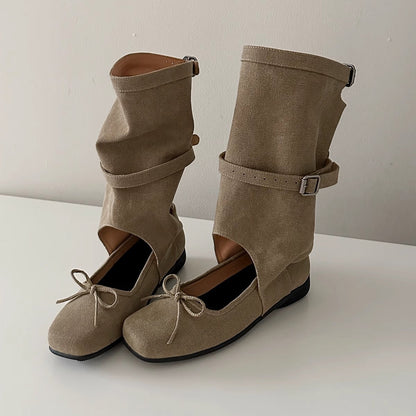 Damen Ballerinas Bequem Elegant Riemendesign