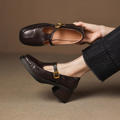 Elegante Damen Mary Janes Schuhe Hochwertig Leder