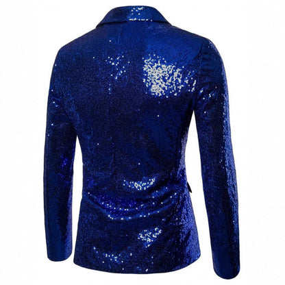 Herren Smokingjacke Glitzer Pailletten Elegant Schwarz