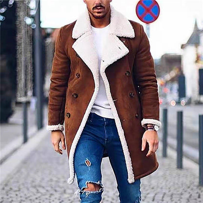 Herren Langmantel Modern mit Weichem Futter