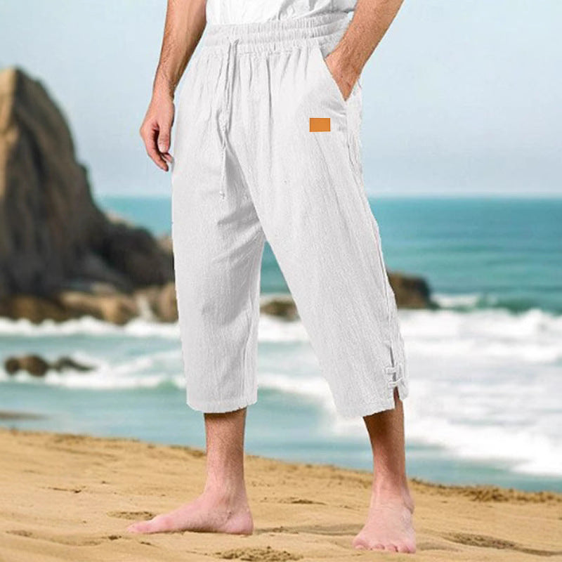Herren Strandhose Leicht Mit Seitenschlitzen Sommerhose - BerlinGlamour