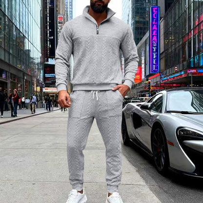 Herren Trainingsanzug Strick mit Taschen und Reißverschluss Sportlich