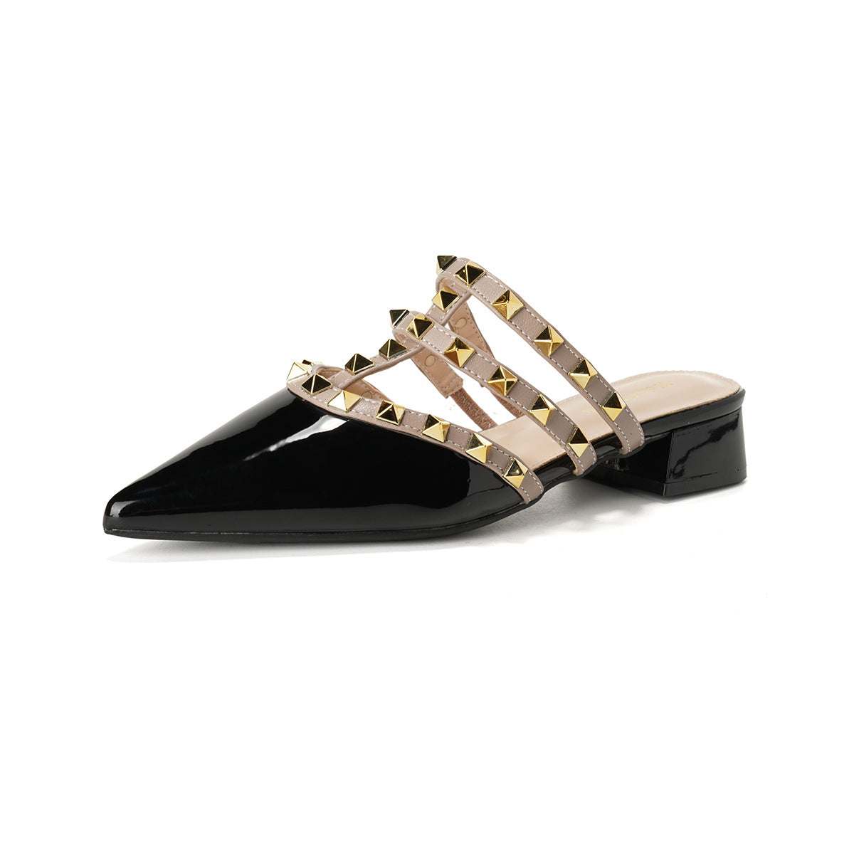 Damen Slingback Pantoletten Strass Glitzer Blockabsatz