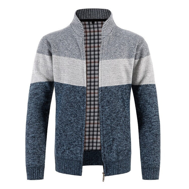 Herren Strickjacke Modern mit Struktur und Rollkragen - BerlinGlamour