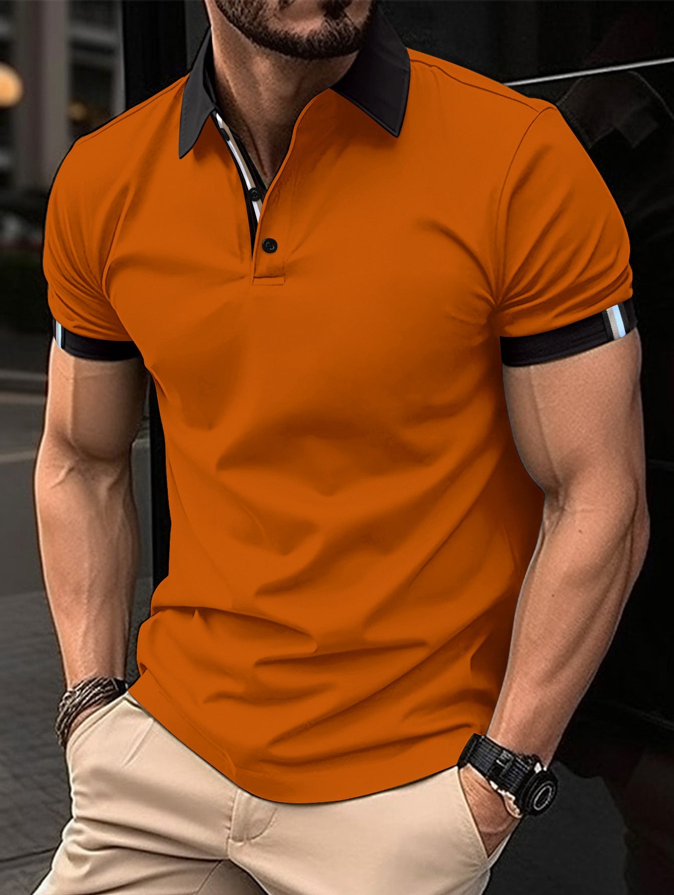 Herren Polohemd Sportlich Mit Kontrastdetails Modern