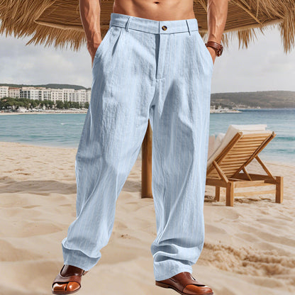 Herren Strandhose Bequem Nadelstreifen Muster Sommerhose