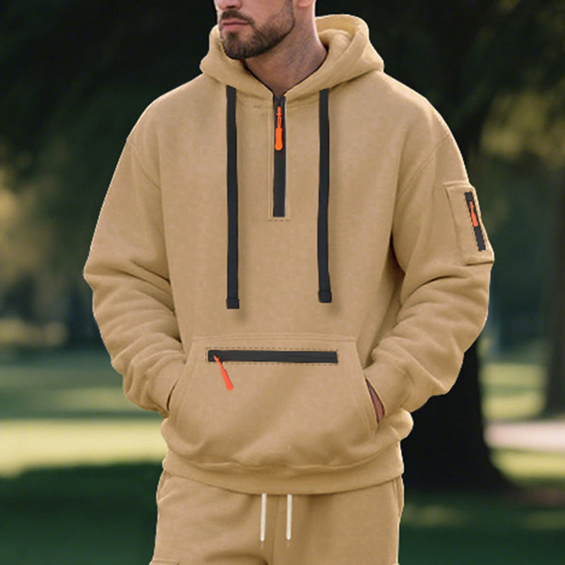 Herren Hoodie Sportlich Mit Taschen Reißverschluss Modern