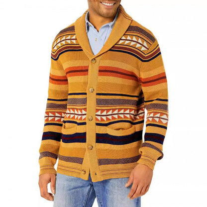 Herren Strickjacke Geometrisches Muster Praktisch