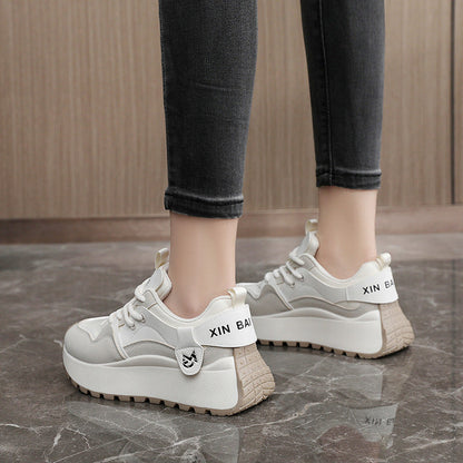 Damen Sneaker Chunky Sportlich Atmungsaktiv Weiß