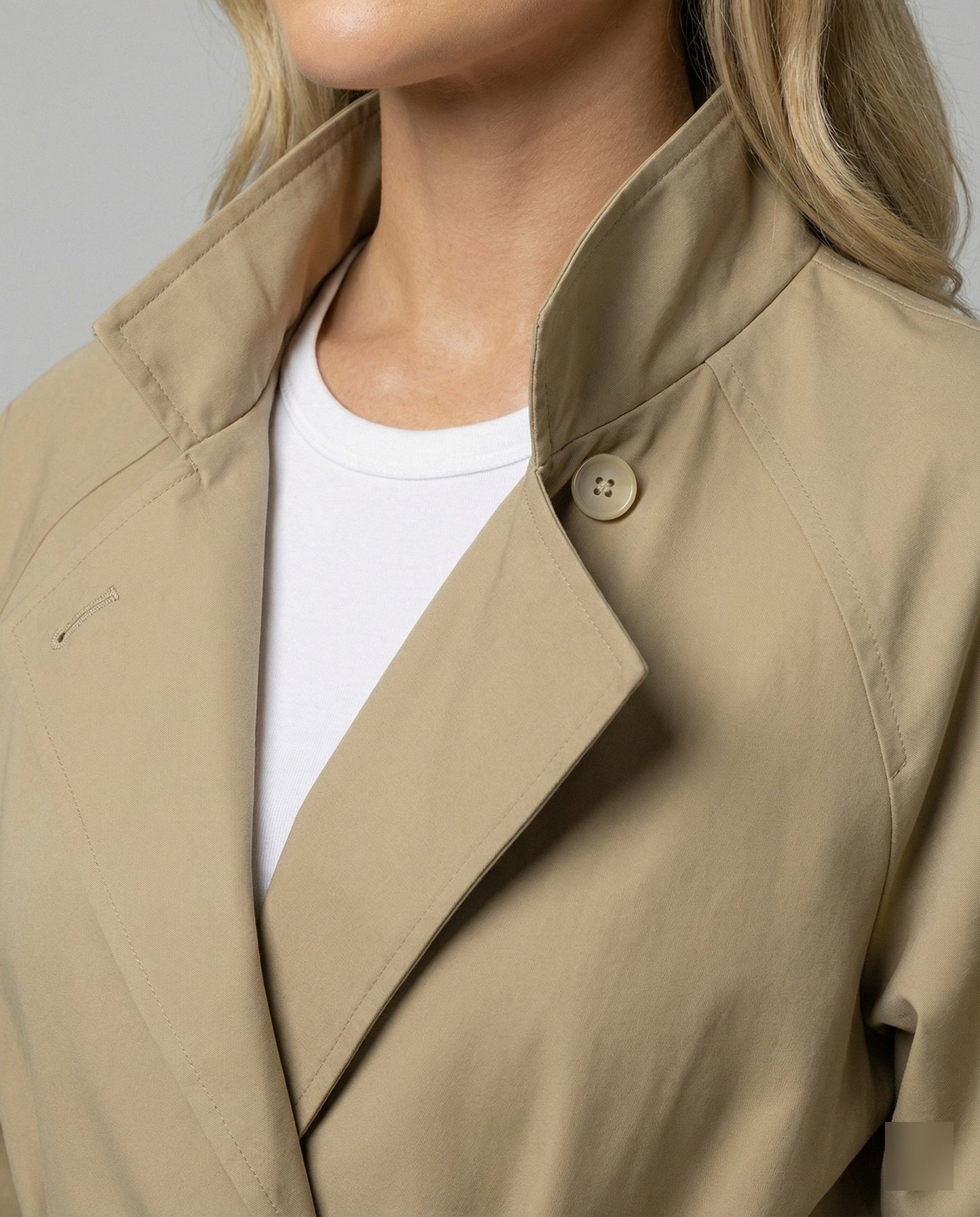 Frauen Trenchcoat Tailliert Spitze Stehkragen Modern